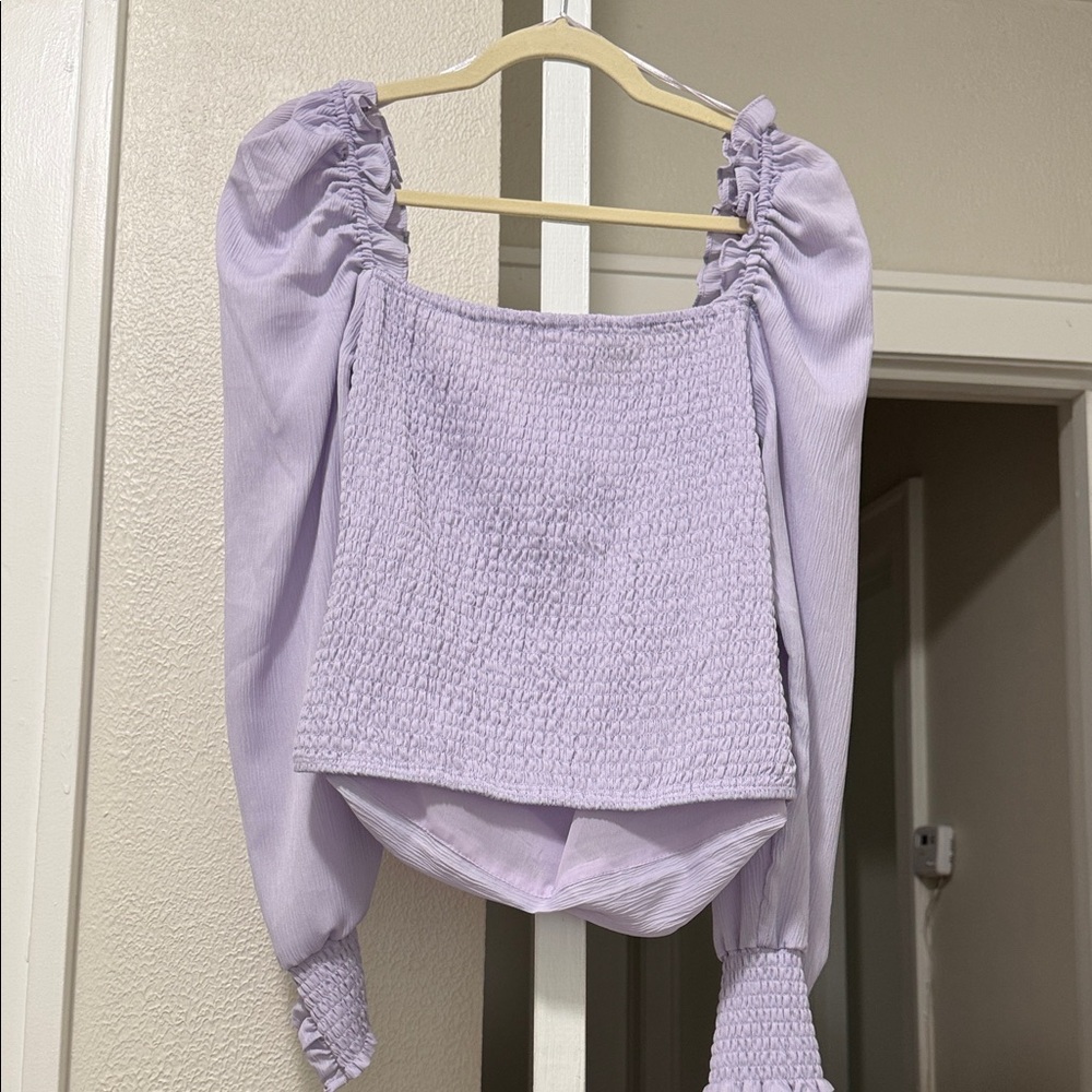 Astr Lilac Ruched Blouse - Picture 3 of 3